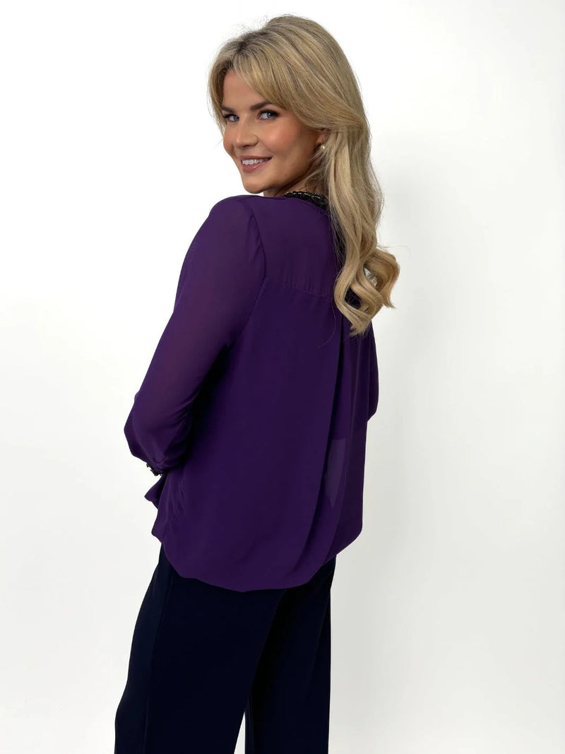 Kira V Neck Top - Purple