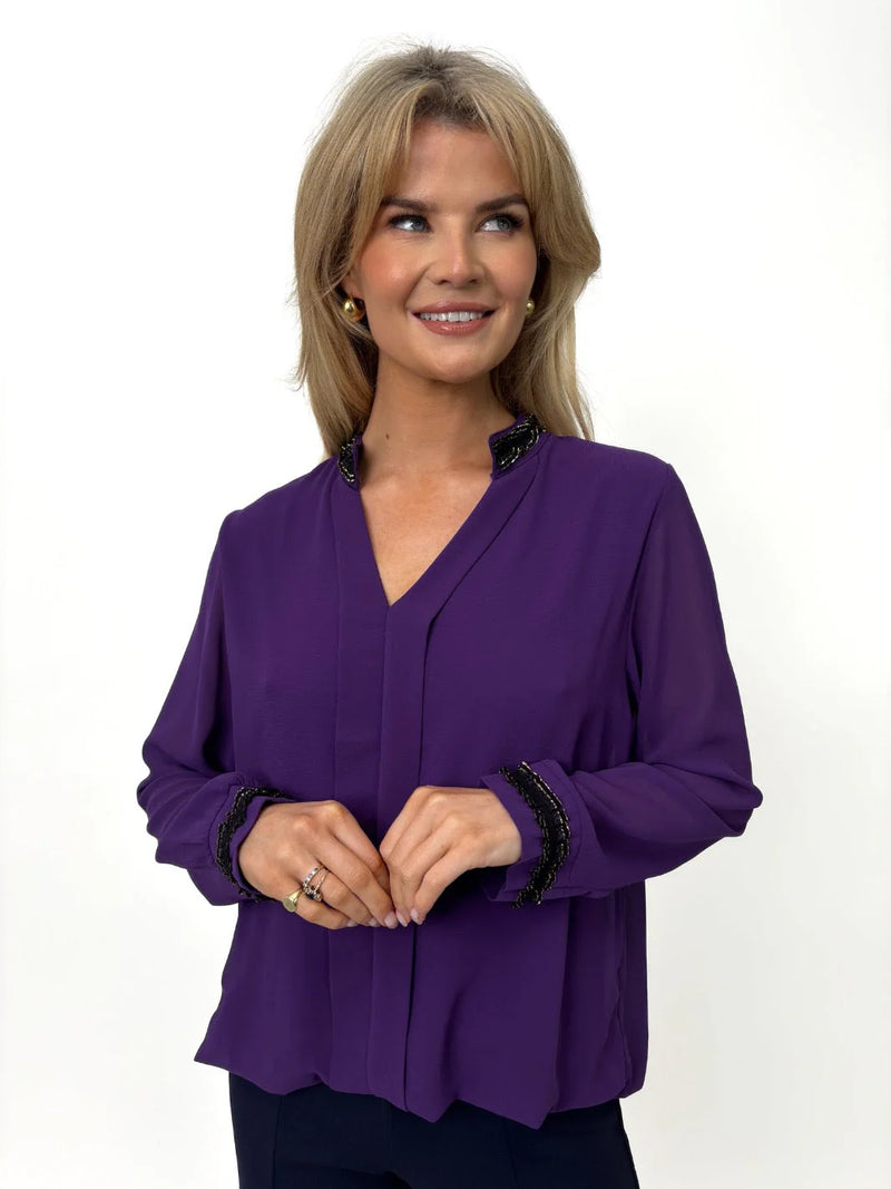 Kira V Neck Top - Purple