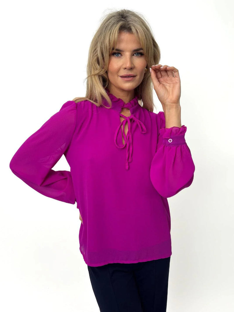 Pia Tie Detail Top - Magenta