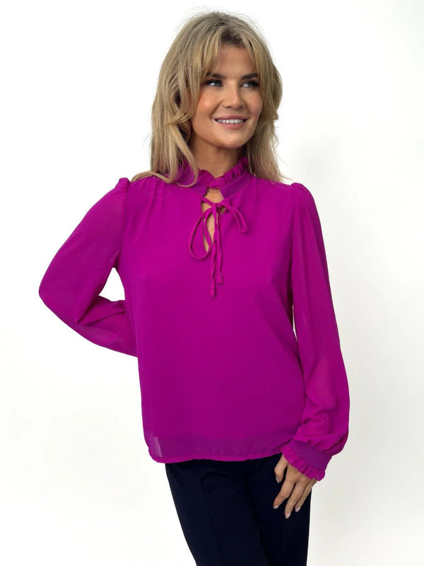 Pia Tie Detail Top - Magenta