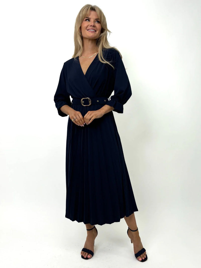 Positano Plain Dress - Navy