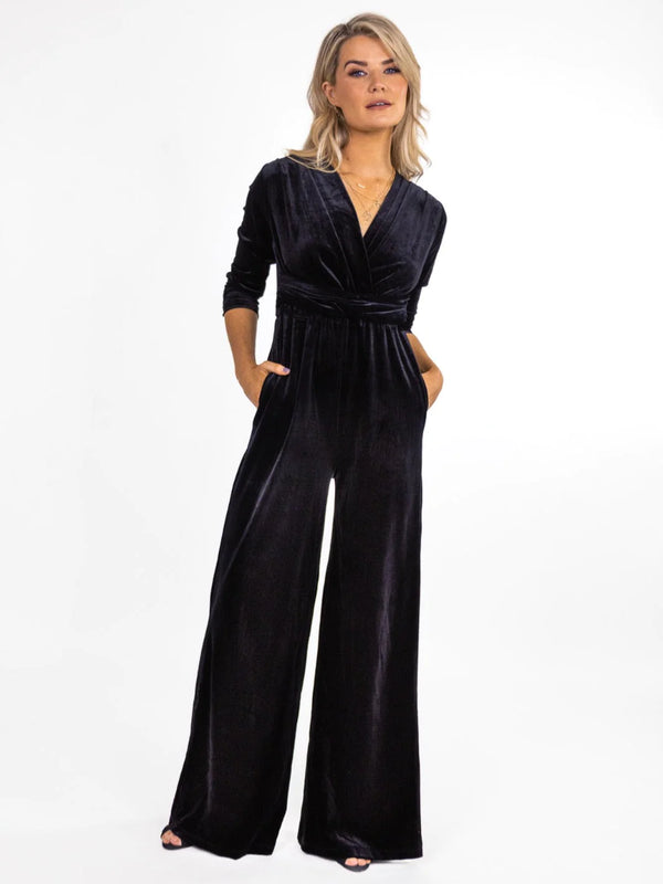 Servino Velvet Jumpsuit - Black