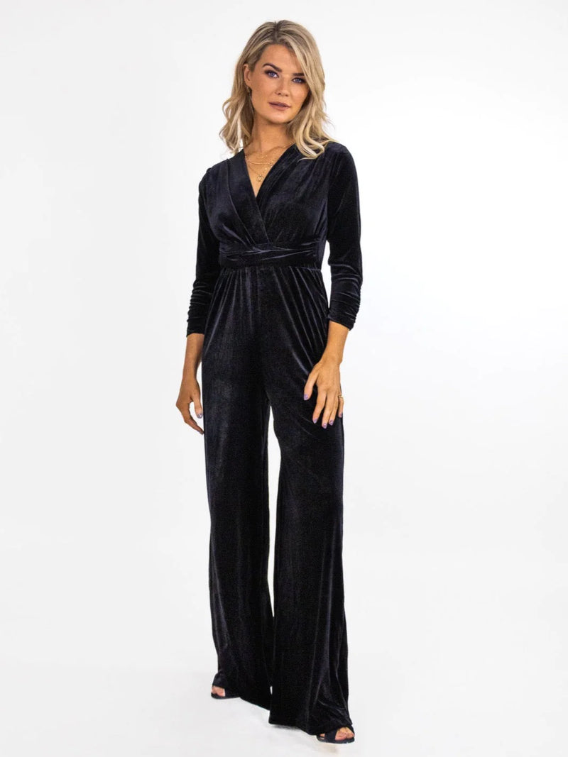 Servino Velvet Jumpsuit - Black