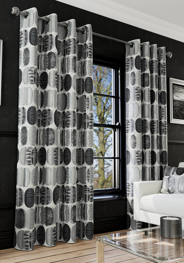 Latitude Onyx Eyelet Readymade Curtains - 90" x 90"