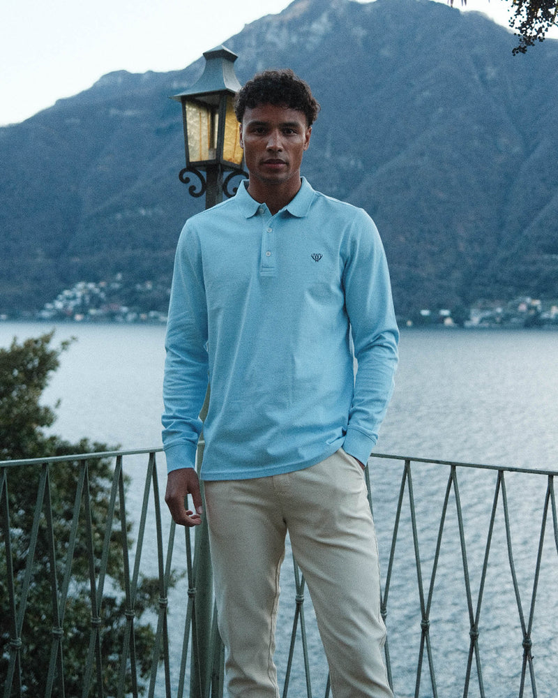 Long Sleeve Polo - Light Blue