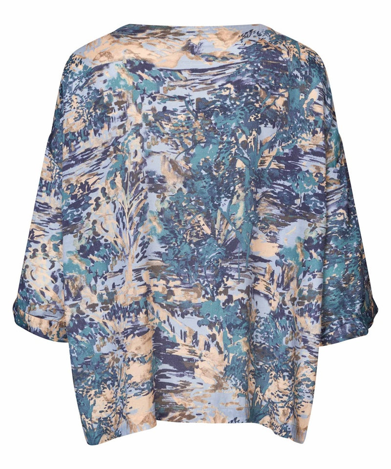 Becca 3/4 Sleeve Print Shirt - Teal