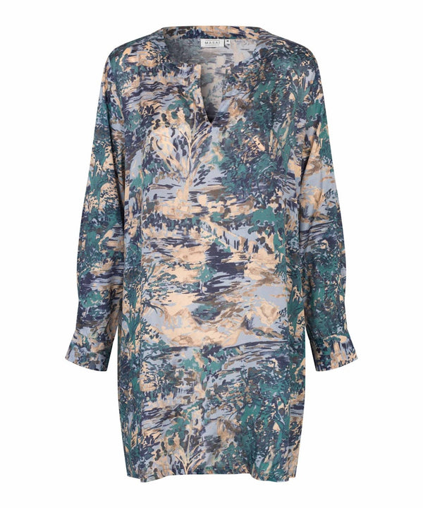 Graviso Long Print Tunic - Teal