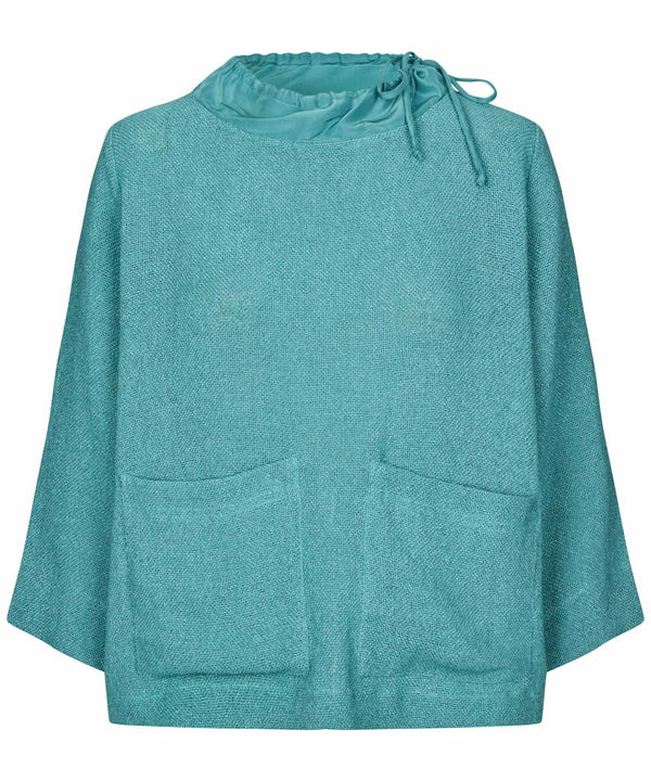 Baani 3/4 Sleeve Tie Neck Jumper - Teal