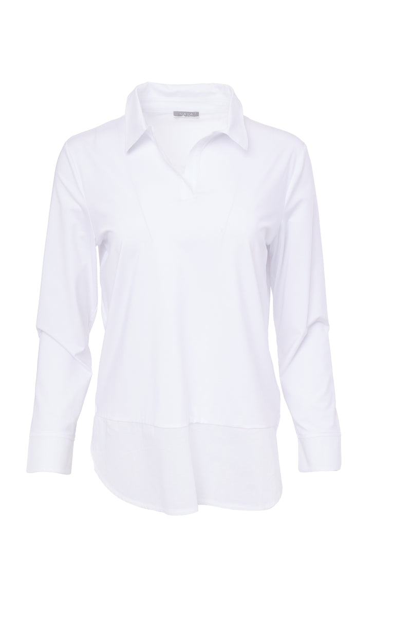 Contrast Hempanel Collar Top - White