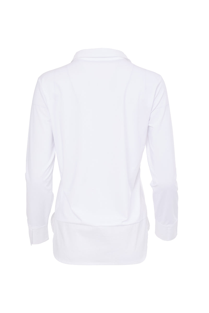 Contrast Hempanel Collar Top - White