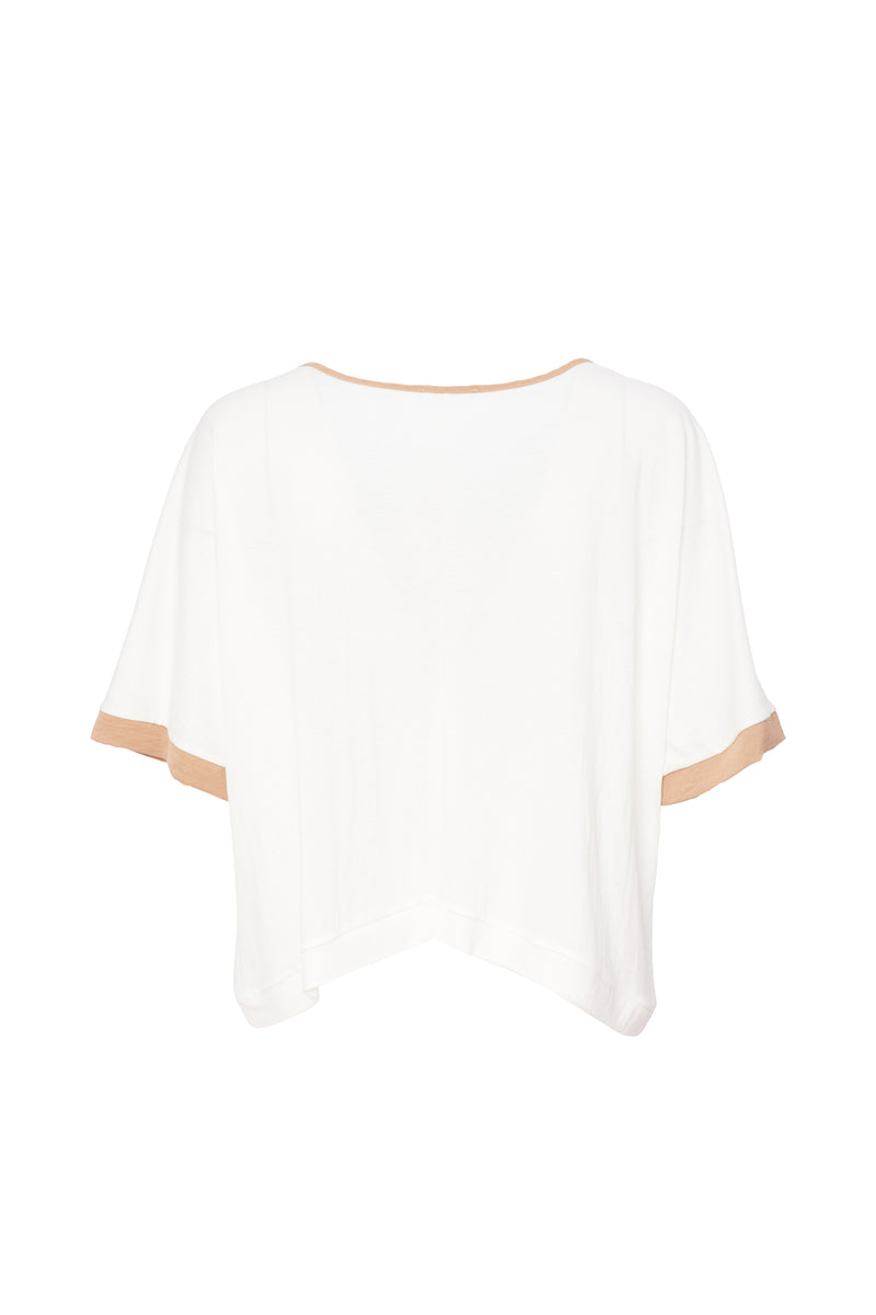 Pleated Hem Top - White/tan