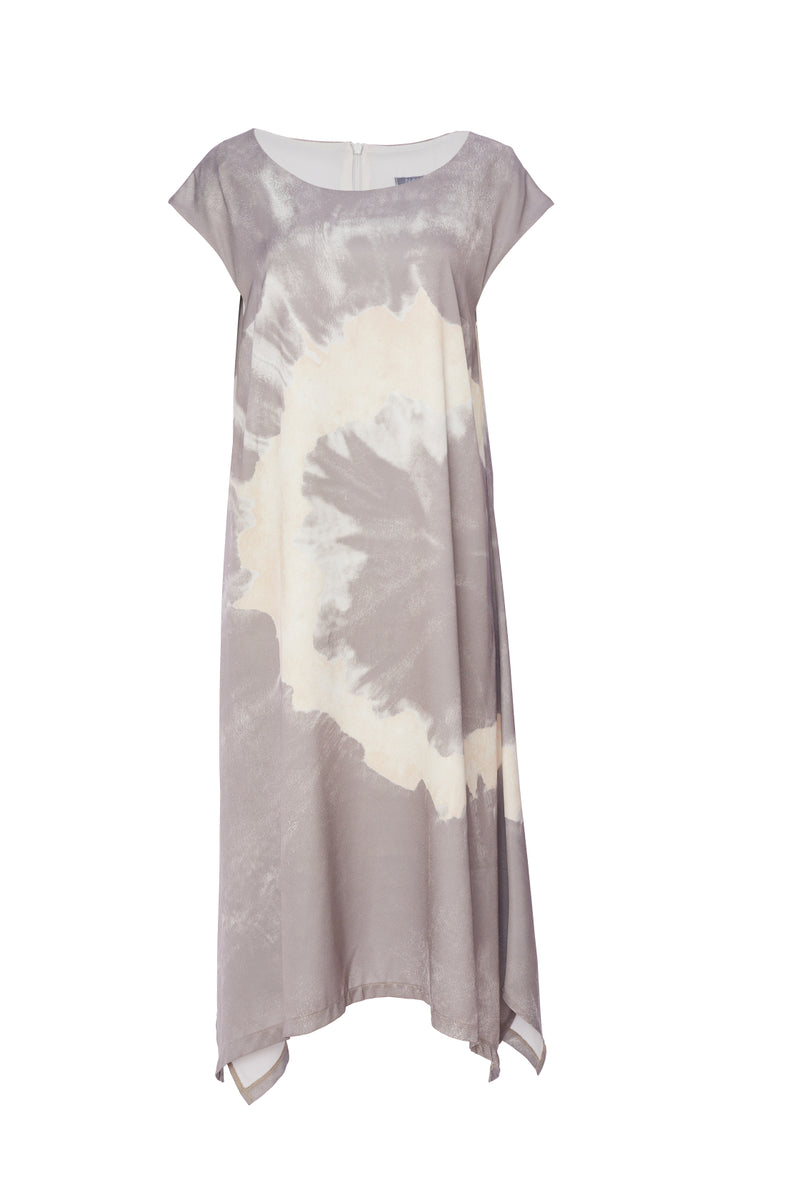 Tie Dye Placement Print Dress - Mink