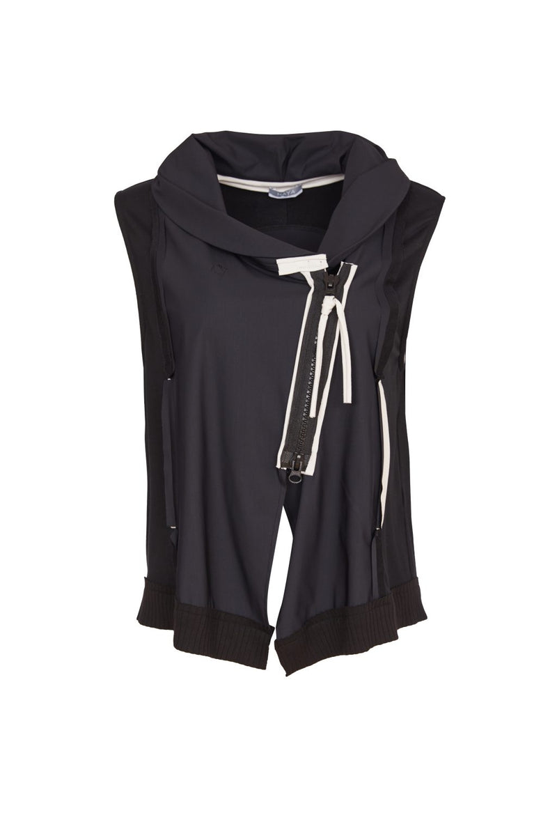 Sleeveless Mix Waistcoat - Black/sand