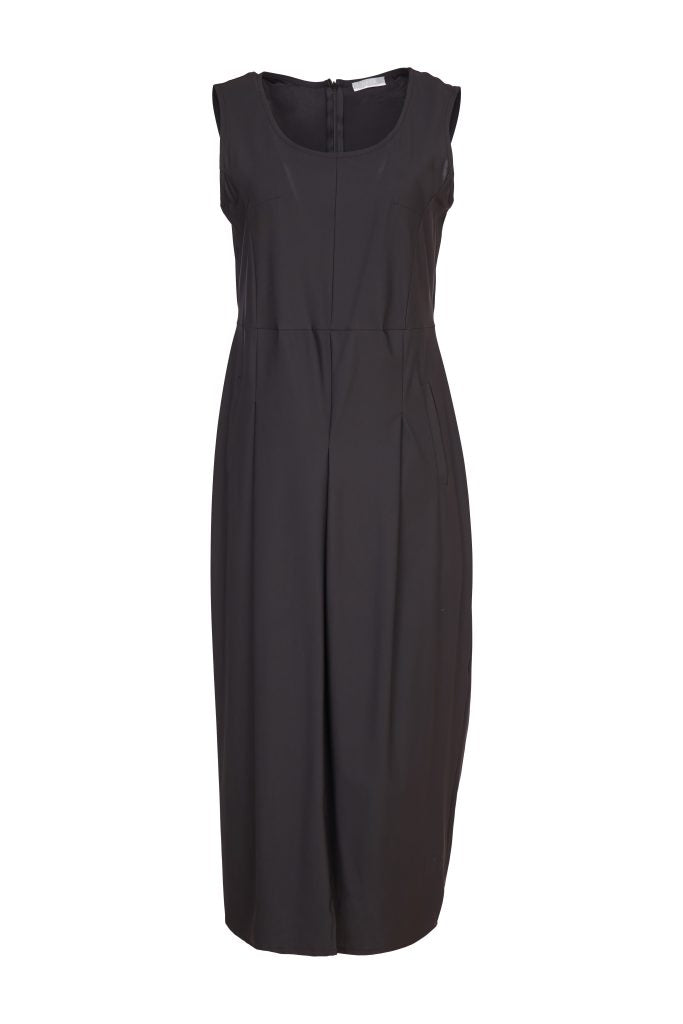 Inverted Pleat Front Dress - Black