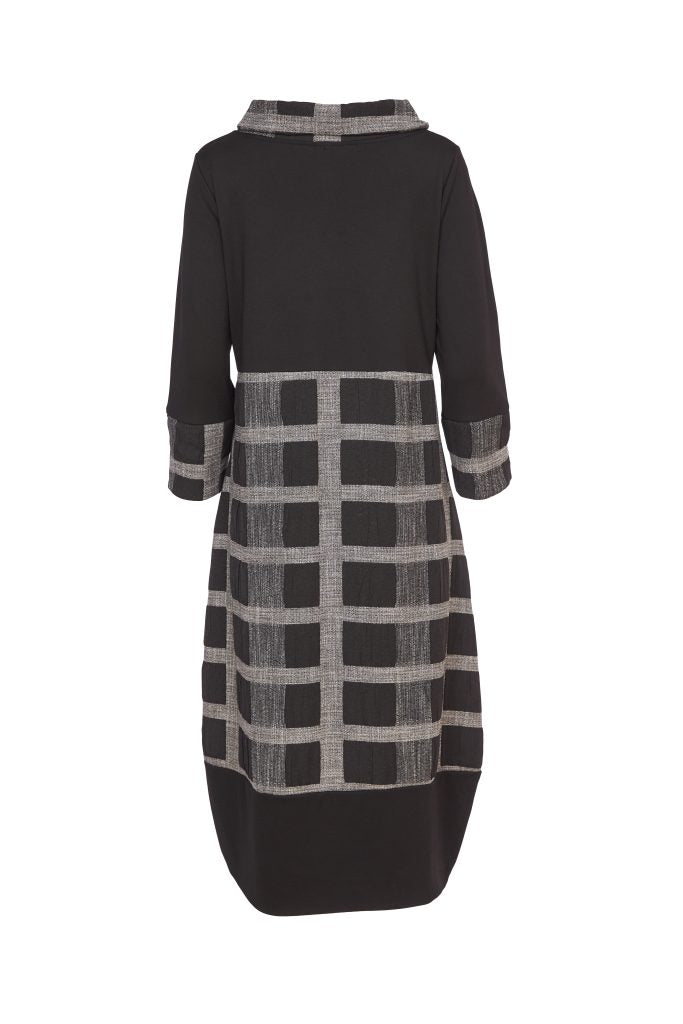 Contrast Sections Check Dress - Black/grey