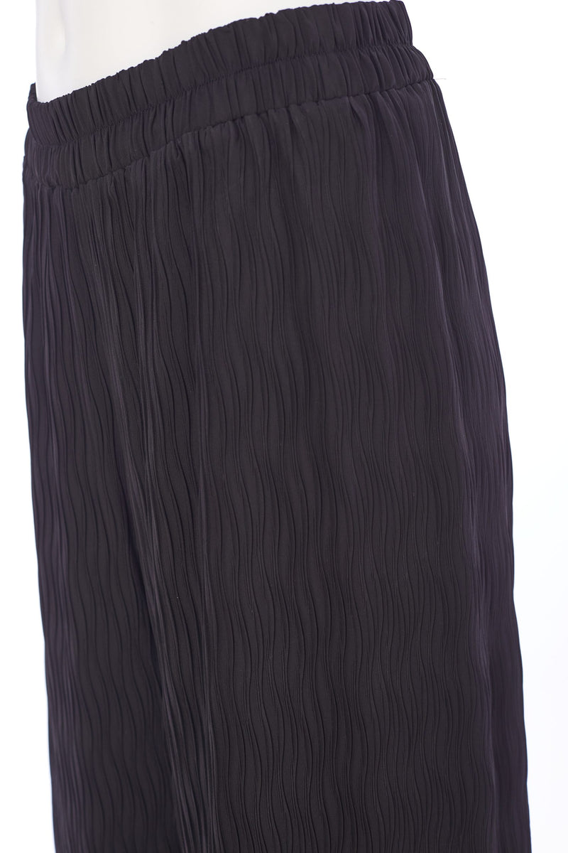 Pleated Wave Crop Trouser - Black