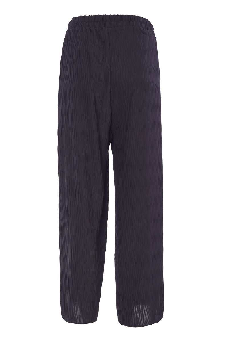 Pleated Wave Crop Trouser - Black