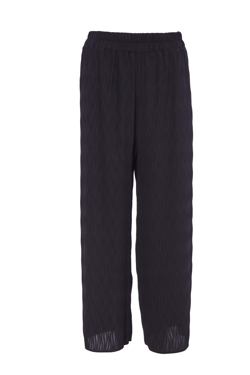 Pleated Wave Crop Trouser - Black