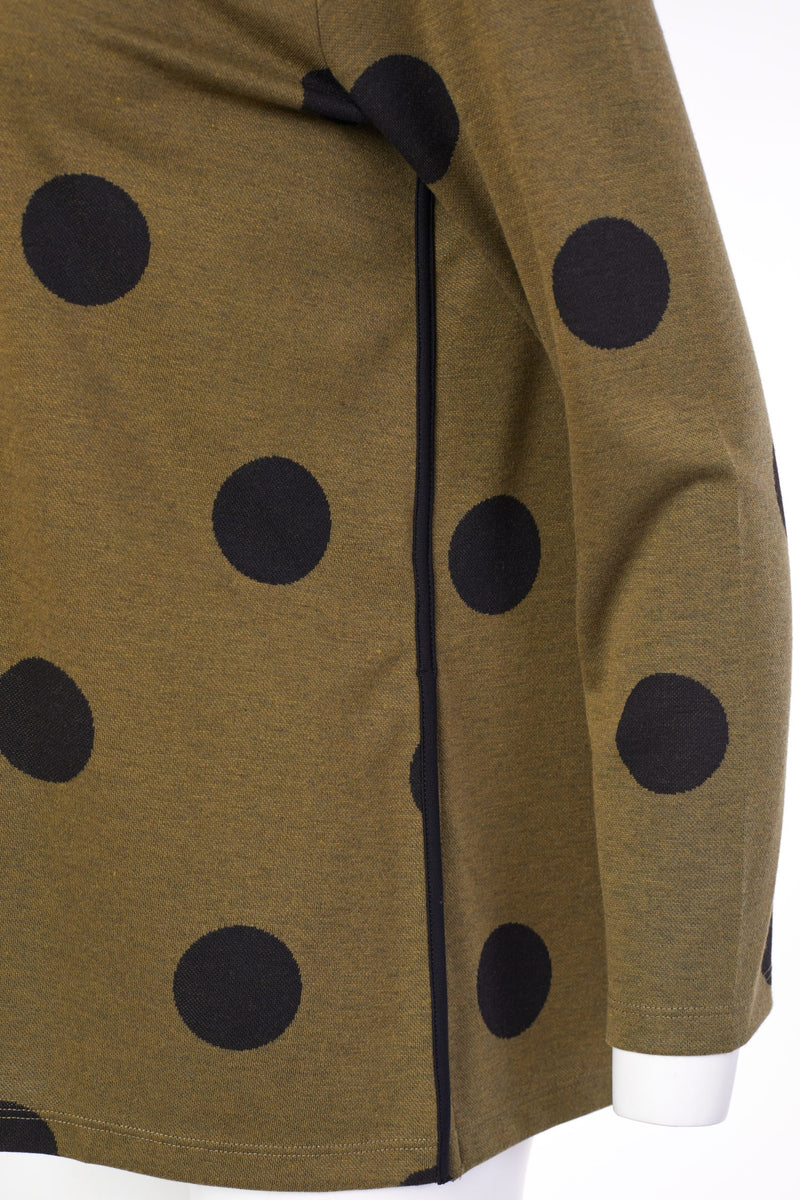 Spot Round Neck Top - Black/khaki