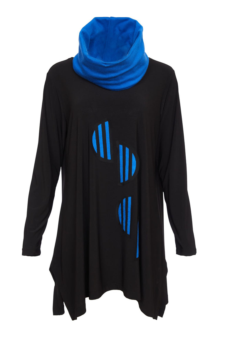 Contrast Spot Tunic - Black/imperial Blue