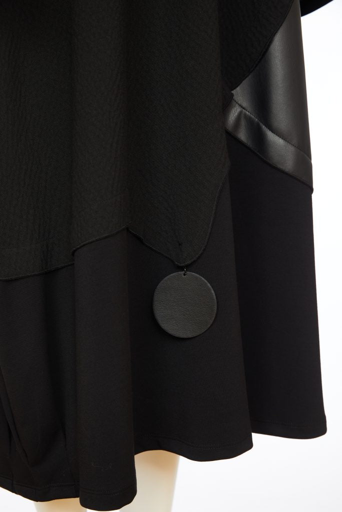 DRESS WITH LEATHERETTE PANEL - Black