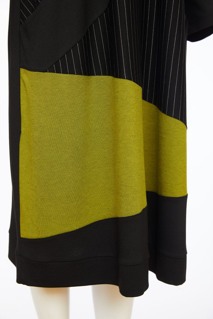 Stripe Panels Color Block Dress - Black/lime