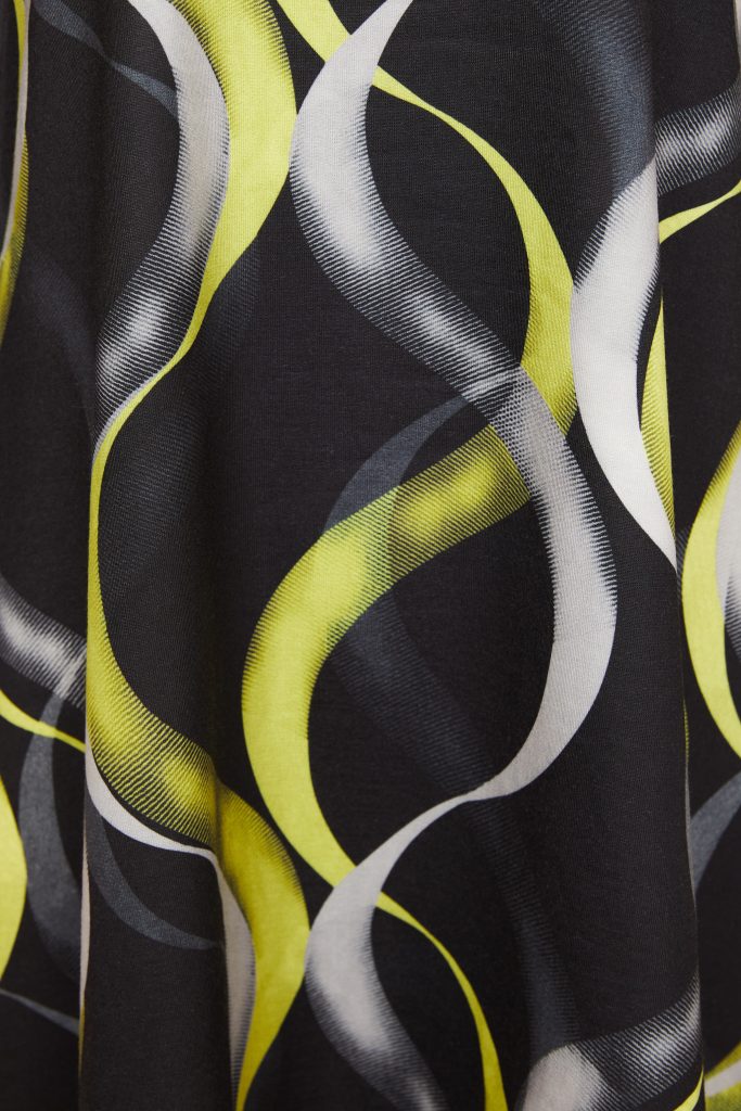 Long Line Print Top - Black/lime