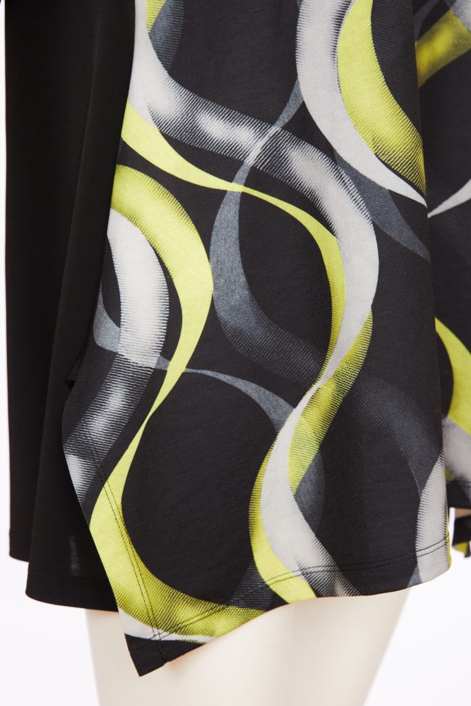 Long Line Print Top - Black/lime