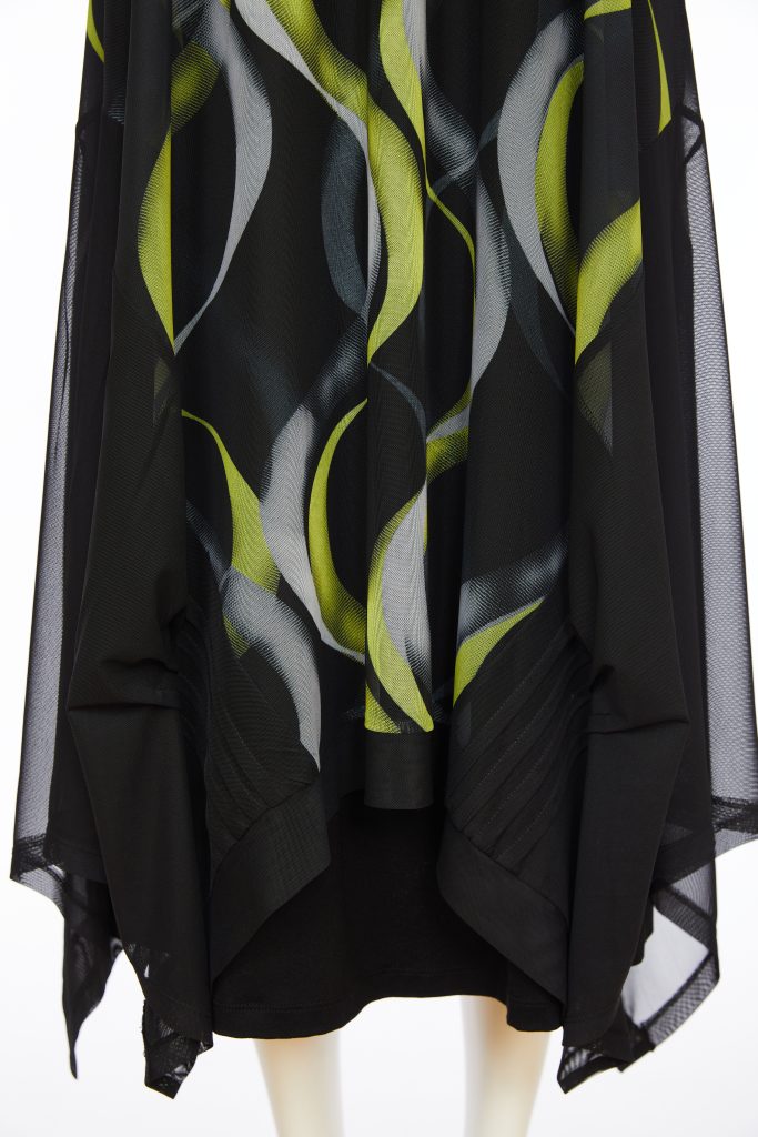 Print Mesh Dress - Black/lime