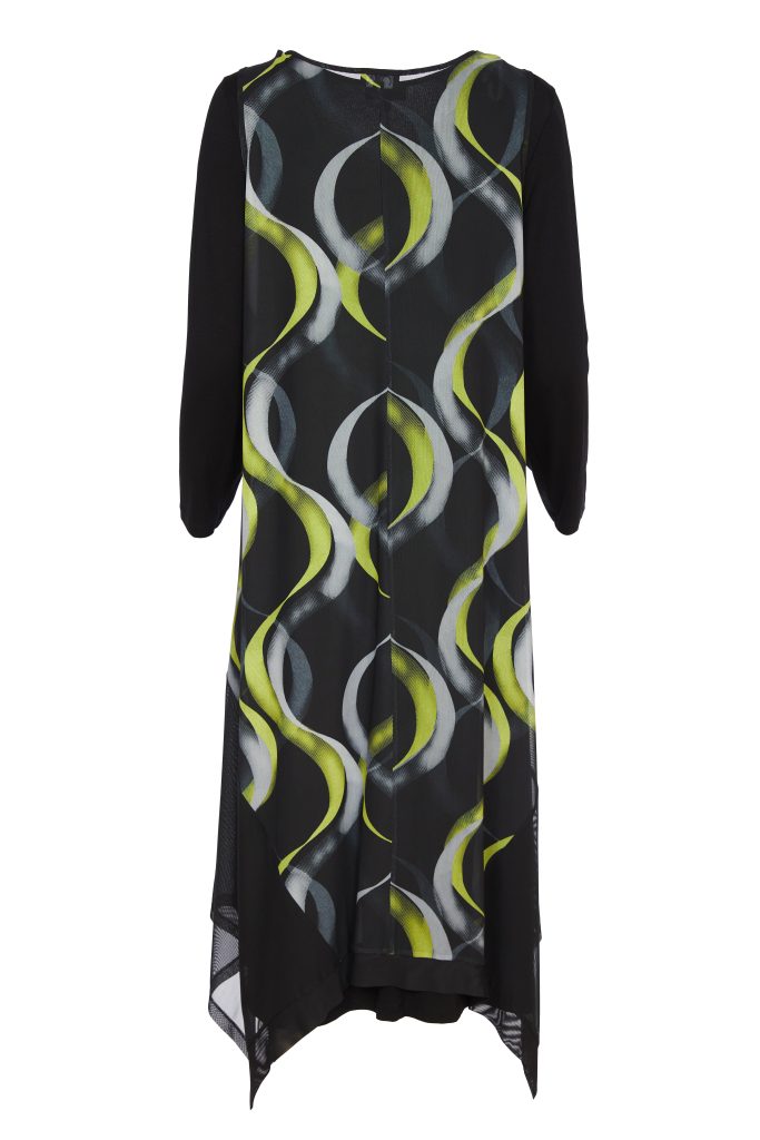 Print Mesh Dress - Black/lime