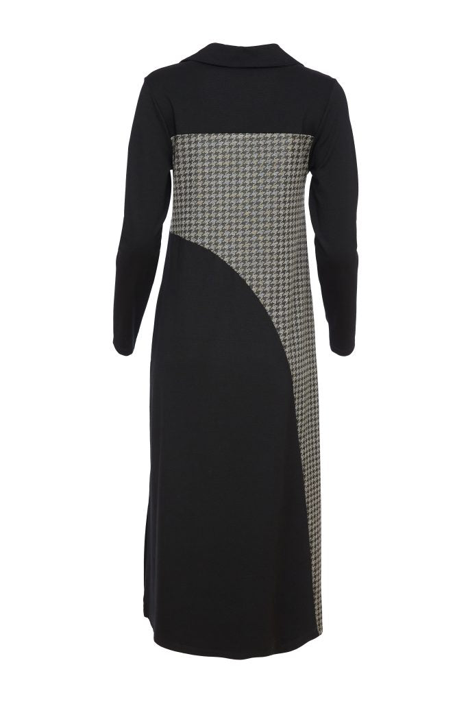 Check Panel Dress - Black/grey