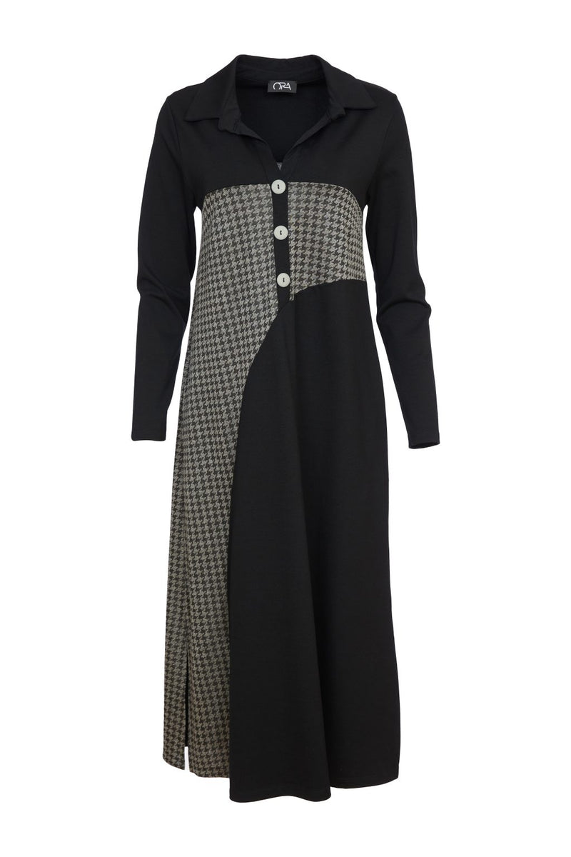 Check Panel Dress - Black/grey