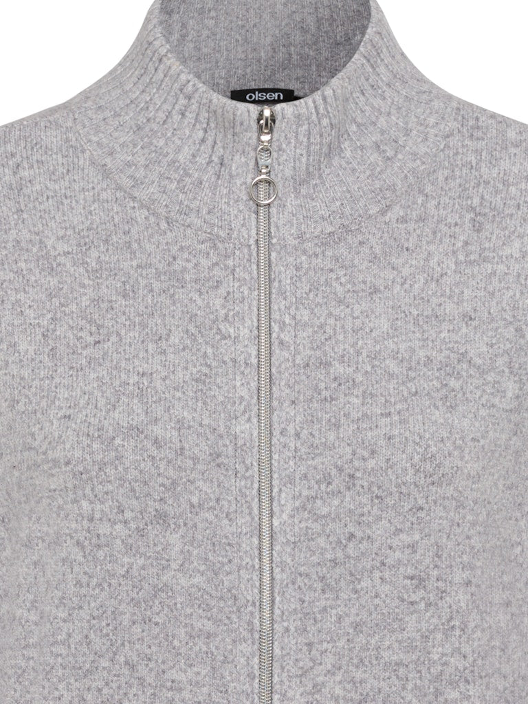 Cool Vision Plain Zip Cardigan - Pearl Grey Melange