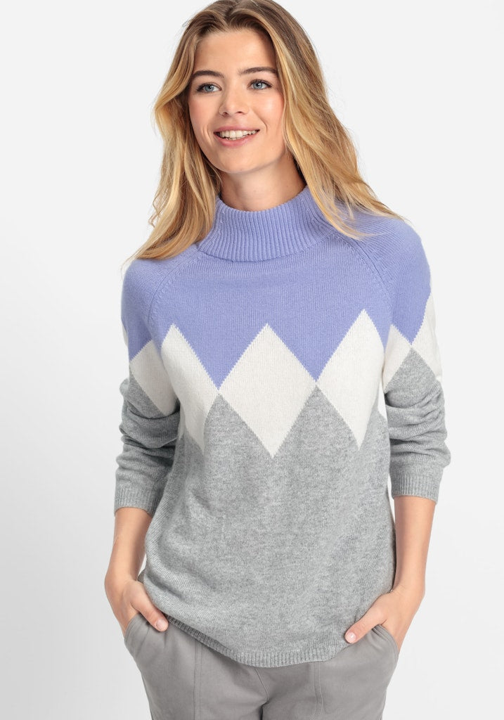 Cool Vision Diamand Design Jumper - Pearl Grey Melange