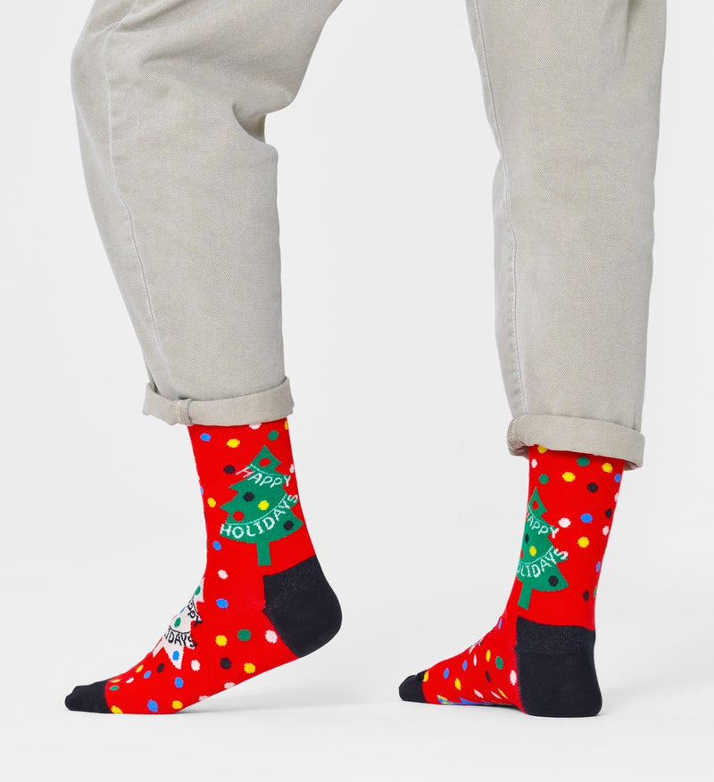 Happy Holidays Socks - Red/black