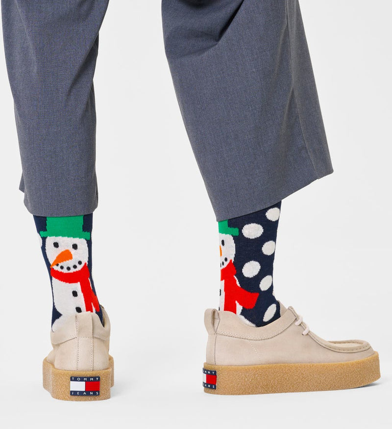 Jumbo Snowman Socks - Navy/white