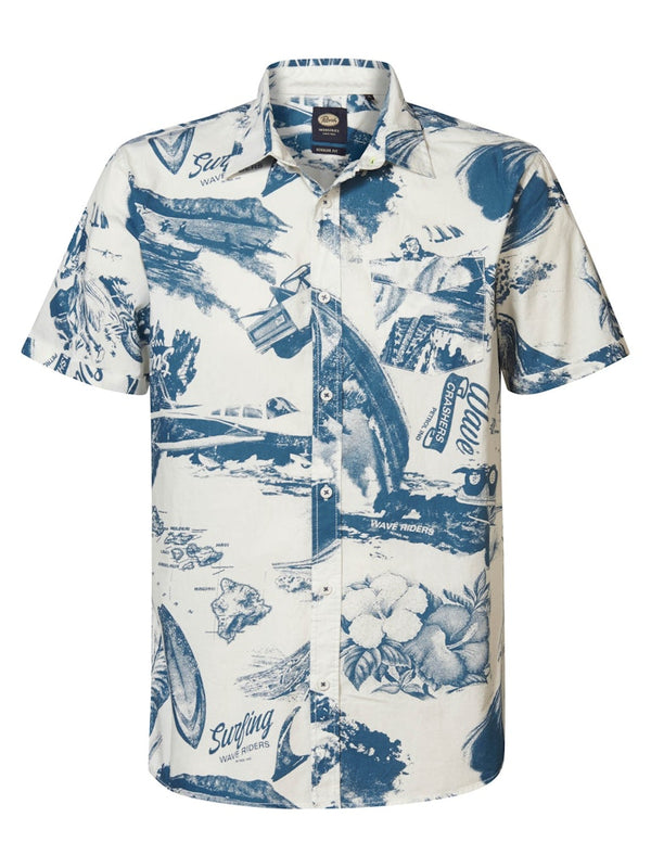 AOP Short Sleeve Shirt - Petrol Blue