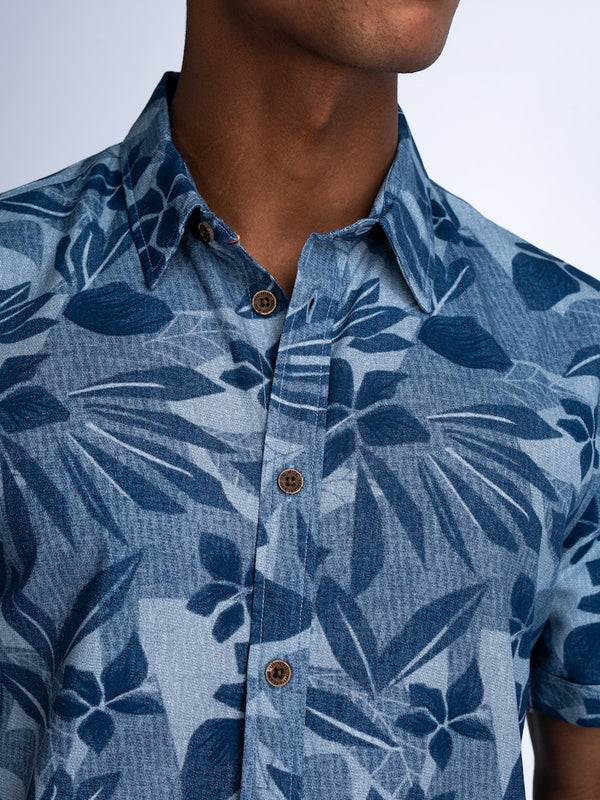 All Over Print Shirt - Petrol Blue