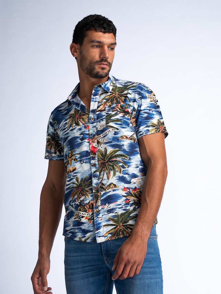 All Over Print Shirt - Petrol Blue