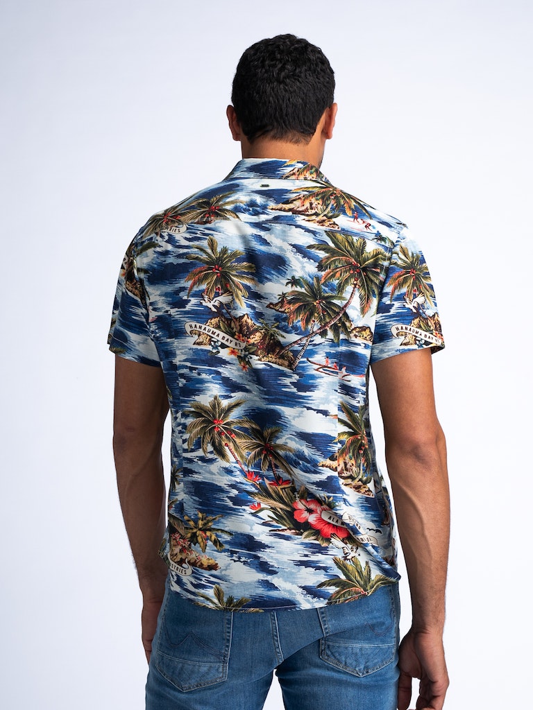 All Over Print Shirt - Petrol Blue