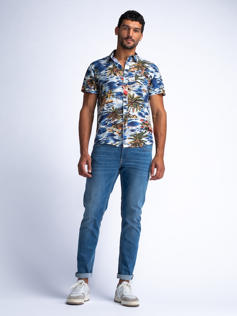 All Over Print Shirt - Petrol Blue