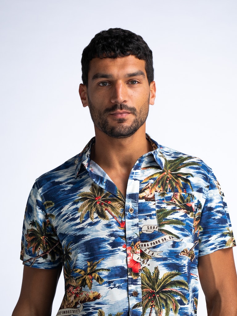 All Over Print Shirt - Petrol Blue