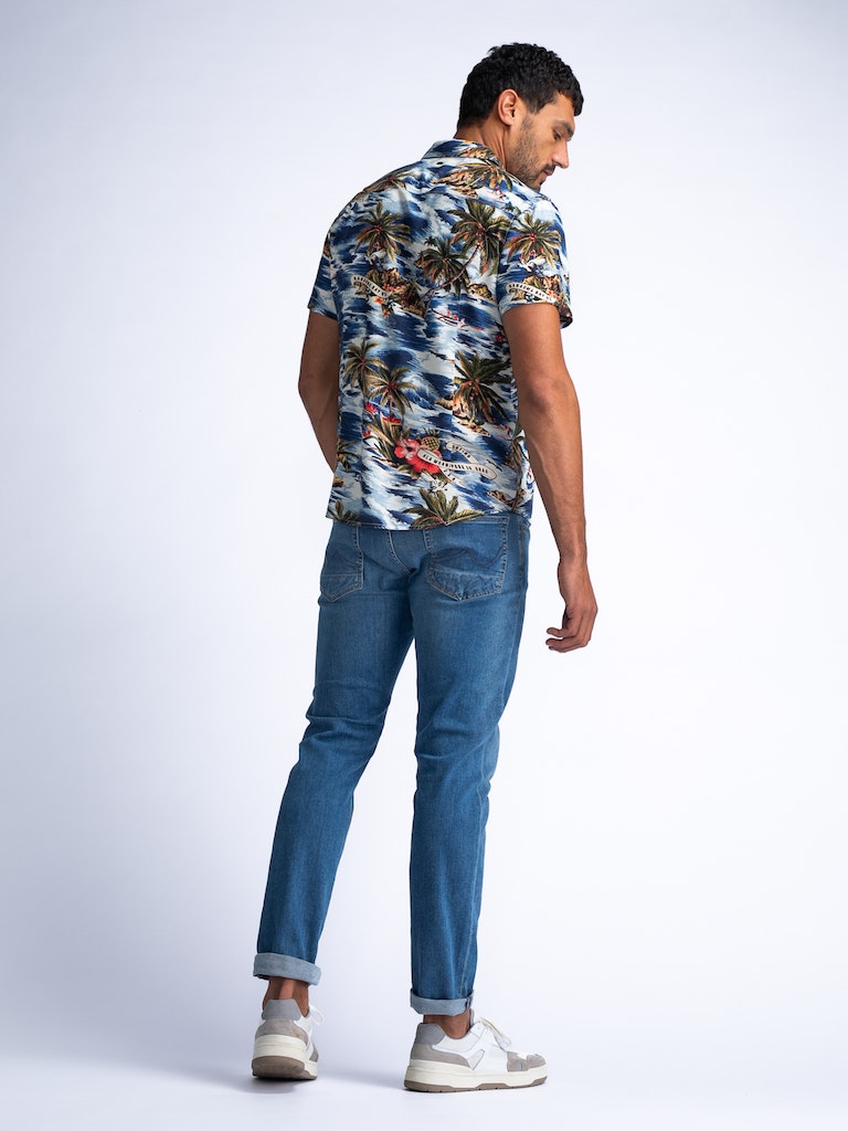 All Over Print Shirt - Petrol Blue