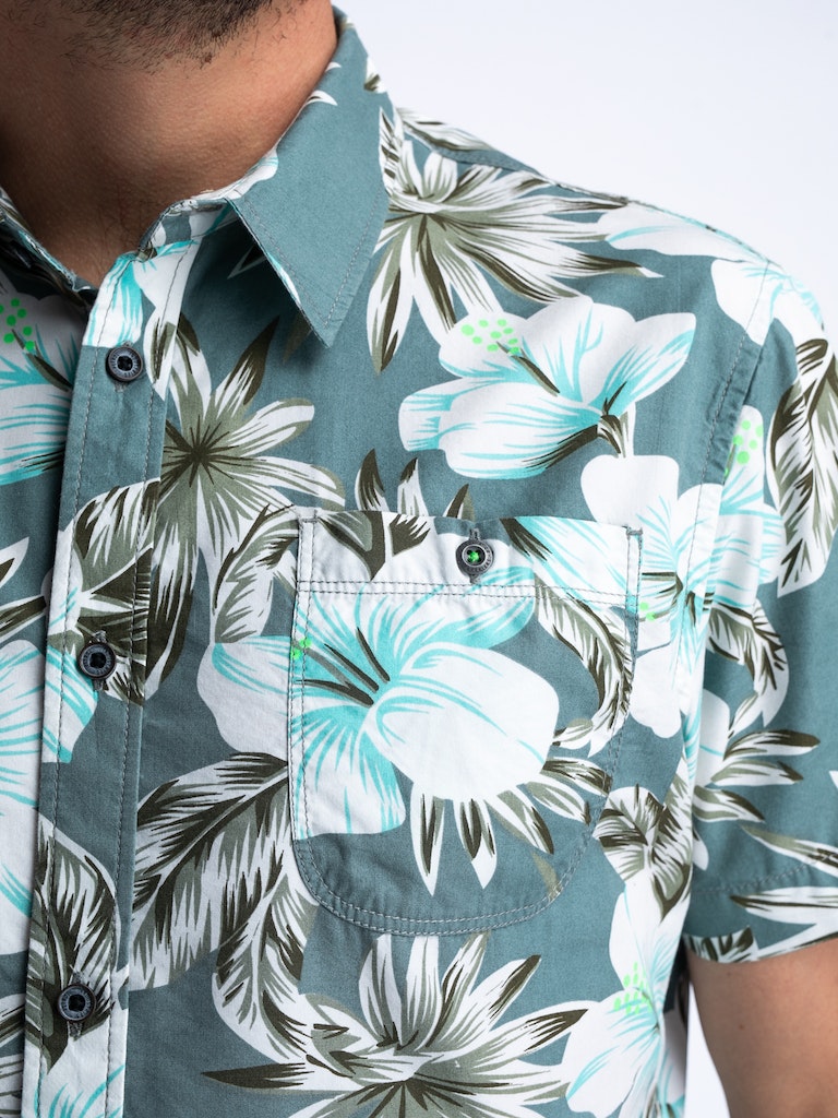 All Over Print Shirt - Aqua Grey