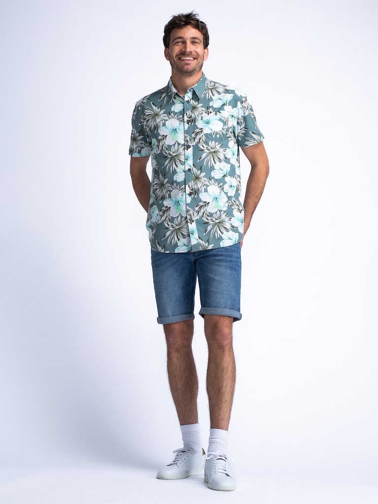 All Over Print Shirt - Aqua Grey