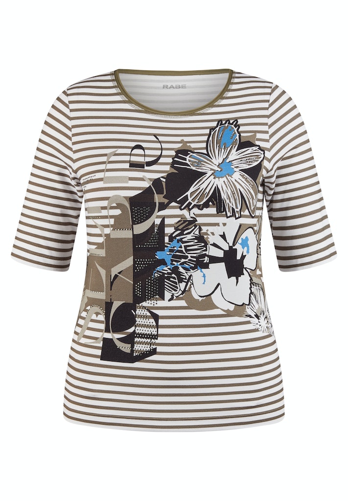 Herbal Garden Stripe Print T-Shirt - Eukalyptus