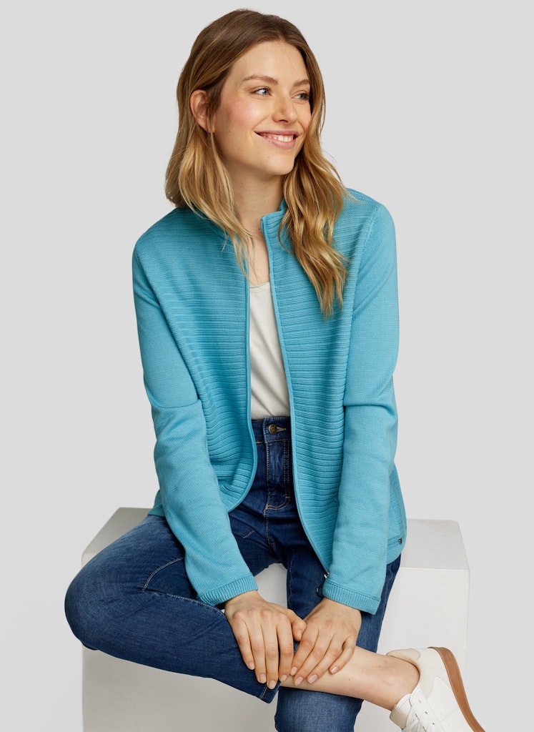 Natural Glow Ribbed Cardigan - Peacock Blue