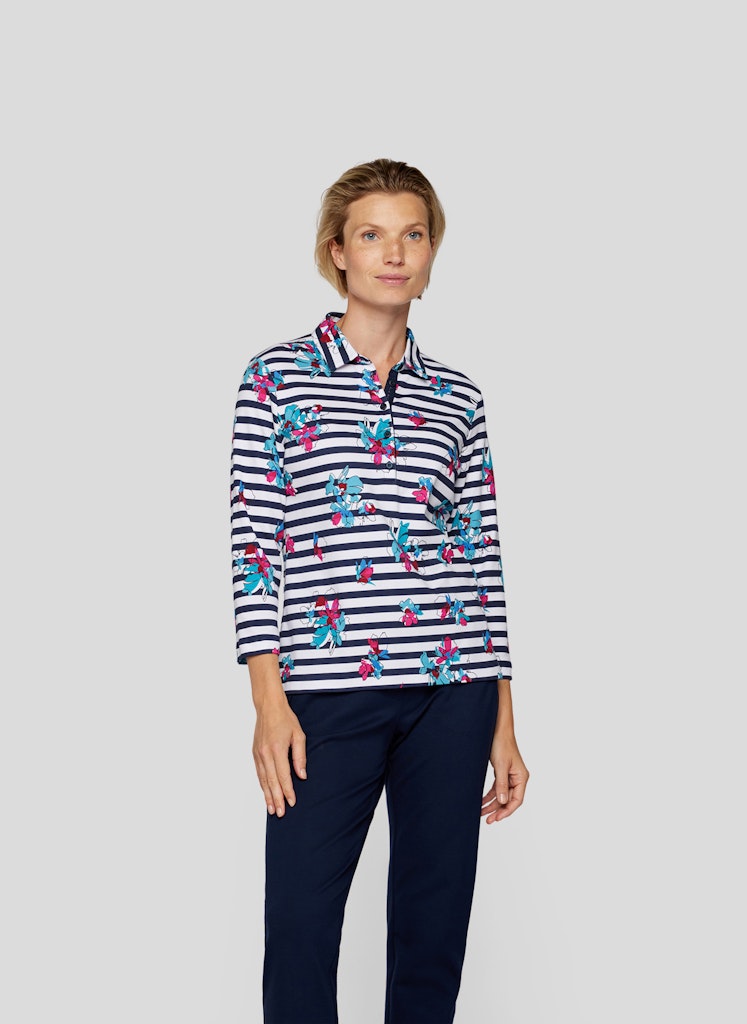 Scandic Vibes Stripe Polo Shirt - Pacific