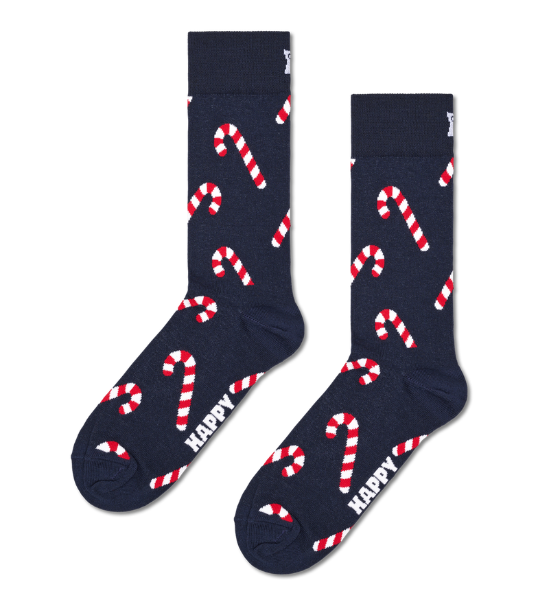 Candy Cane Socks - Navy/red