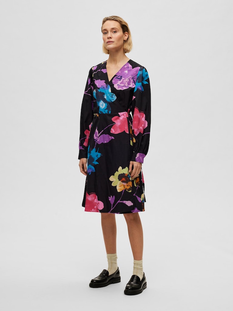 Rosemary Midi Dress - Black Flower